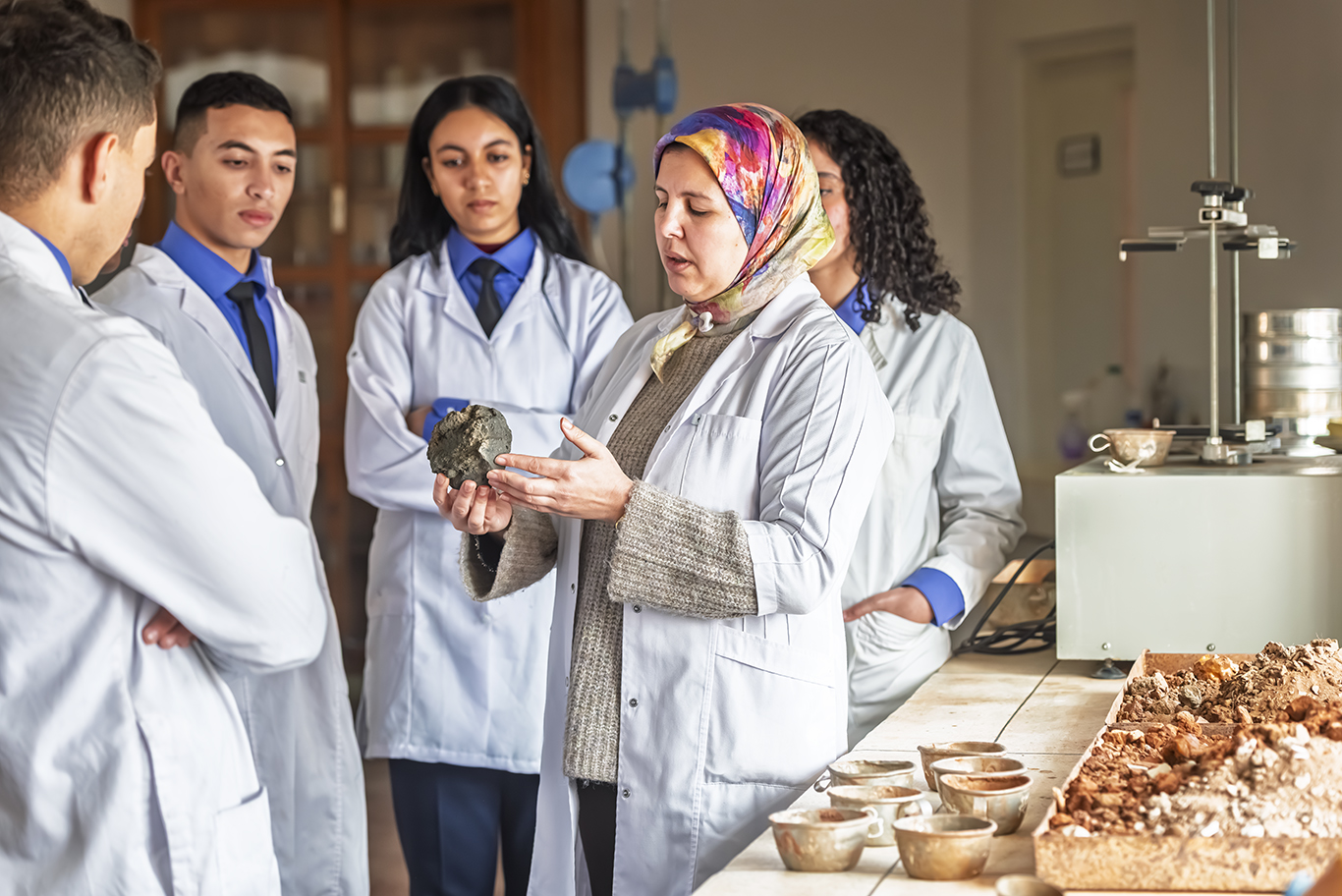 Étudiants en laboratoire - département génie civil. 